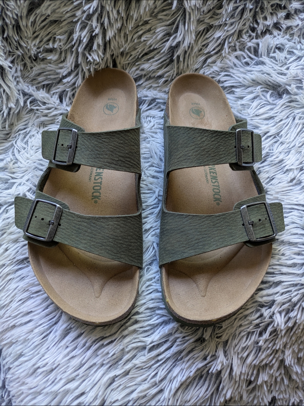 Birkenstock Arizona Double Strap Sandals in Vegan Green
